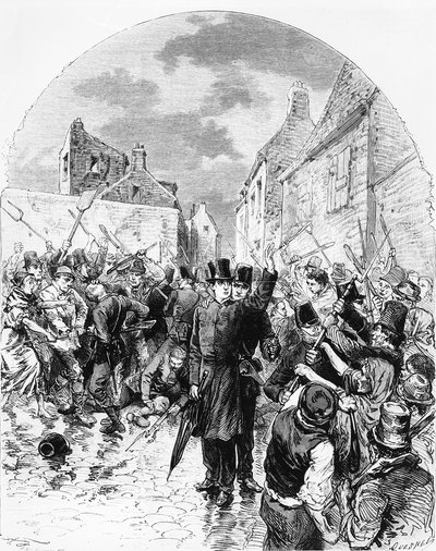 Émeutes en Irlande - Un prêtre catholique arrêté par la police à Mullingar est sauvé par le peuple, de Le Monde Illustré, 25 juin 1881 - M. Ferdinandus
