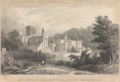 Vue nord-ouest du prieuré de Brenckburn, Northumberland ; page 44 (Volume Un) - M. J. Starling