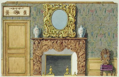 Cheminée dans la salle à manger de la rue Fortunee, maison achetée par Balzac en 1847 - M. Santi