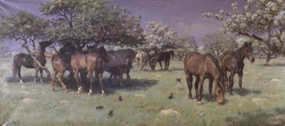 Chevaux dans le parc aux cerfs - M. Therkildsen