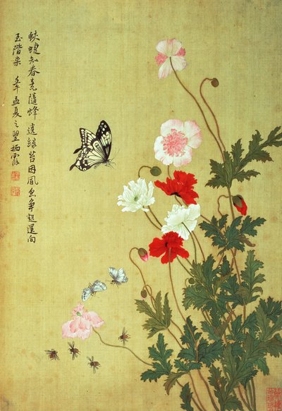 Coquelicots, papillons et abeilles - Ma Yuanyu