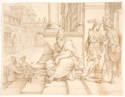 Mardochée entendant la trahison de Bigtan et Teresh - Maarten van Heemskerck