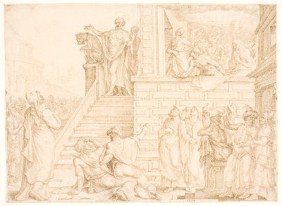 Pierre prêchant à Jérusalem - Maarten van Heemskerck