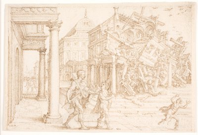 Samson détruit la maison avec les Philistins - Maarten van Heemskerck