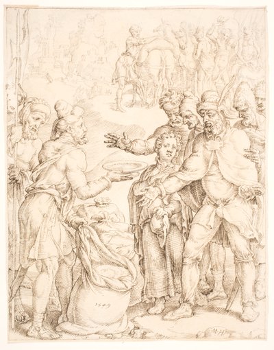 La découverte de la coupe de Pharaon dans le sac de Benjamin - Maarten van Heemskerck