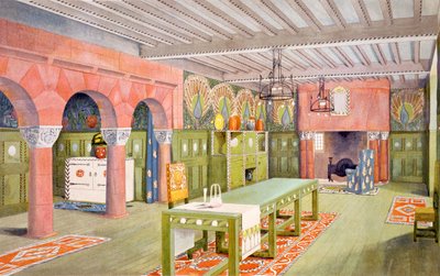 Salle à manger, gravure réalisée par Emil Hochdanz, vers 1901 - Mackay Hugh Baillie Scott