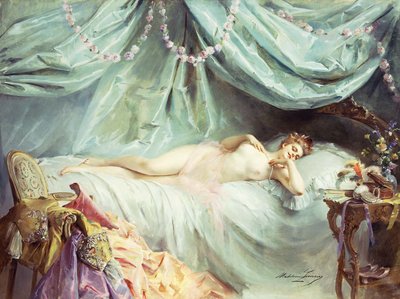 Nu allongé dans un intérieur élégant - Madeleine Lemaire