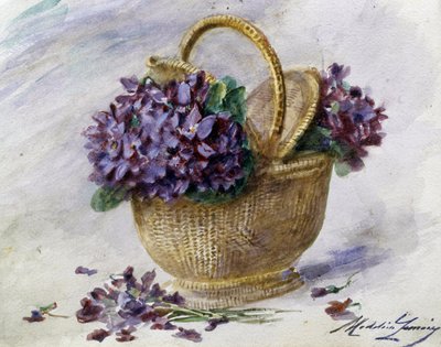 Un panier de violettes. Peinture de Madeleine Jeanne Lemaire (1845-1928 French) Collection privee - Madeleine Lemaire