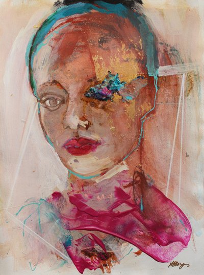 Lost In Thought 2, 2020 (acrylique, pastel et feuille d