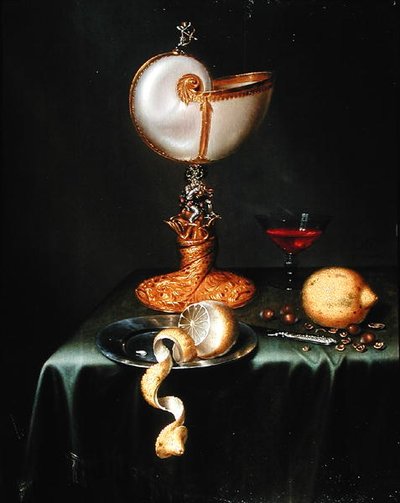 Nature morte avec une coupe de nautile (huile sur panneau) - Maerten Boelema de Stomme