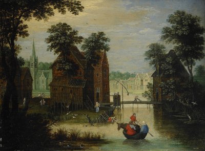 Paysage fluvial avec la fuite en Égypte, 1616 - Maerten Ryckaert