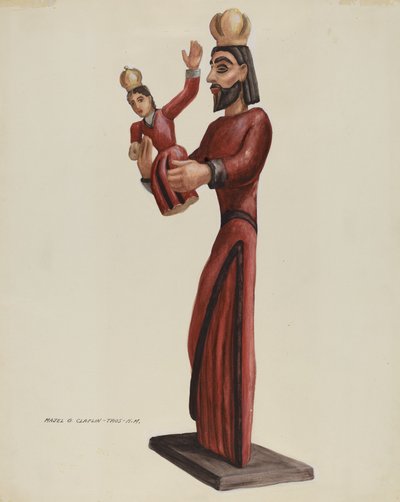 Santo-San José sculpté et peint - Majel G. Claflin