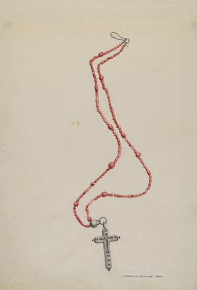 Perles de corail et crucifix, c. 1937 - Majel G. Claflin