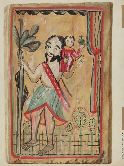 Retablo - San Christopher, 1935-1942 - Majel G. Claflin