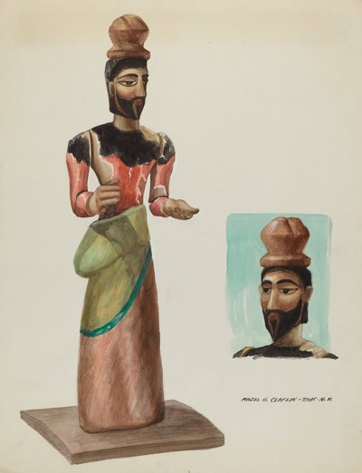 San Jose, Santo en bois sculpté et peint - Majel G. Claflin