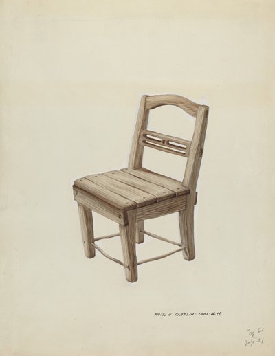Petite chaise en bois, vers 1937 - Majel G. Claflin