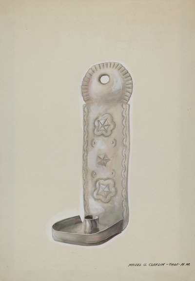 Applique à bougie en étain, c. 1937 - Majel G. Claflin