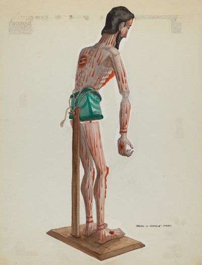 Christ en bois, vue latérale peinte, c. 1937 - Majel G. Claflin