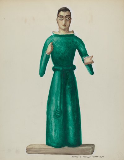 Santo en bois en robe verte brillante, 1935-1942 - Majel G. Claflin