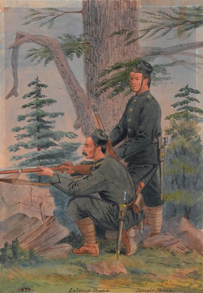 Lalsing Thapa et Jangir Thapa du 5e Régiment Goorkha, Peiwar Kotal, Afghanistan - Major General R.G. Woodthorpe