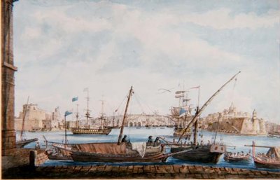 Vue du port des galères du côté de Valetta, c.1800 - Major James of Tolcross Weir