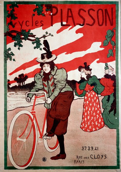 Belle Époque : affiche publicitaire pour cycles (vélos) Plasson. Affiche de Manuel Robbe (1872-1936) Collection privée - Manuel Robbe