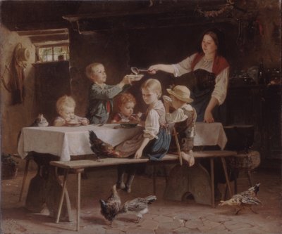 Enfants au déjeuner - Marc Louis Benjamin Vautier the Elder