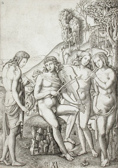 Apollon enseignant la musique aux Grâces - Marcantonio Raimondi