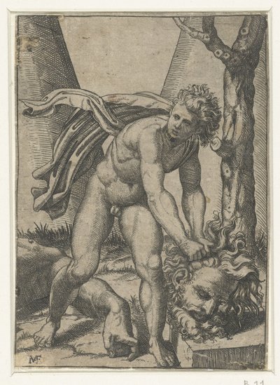 David avec la tête de Goliath - Marcantonio Raimondi