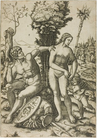Mars, Vénus et Cupidon - Marcantonio Raimondi