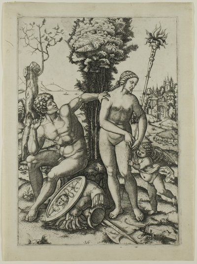 Mars, Vénus et Cupidon - Marcantonio Raimondi