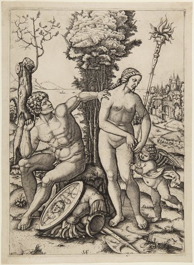 Mars, Vénus et Cupidon - Marcantonio Raimondi