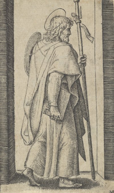 Saint Jacques le Majeur, livre dans sa main droite, bâton dans sa main gauche - Marcantonio Raimondi