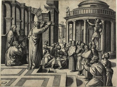 Saint Paul prêchant à Athènes - Marcantonio Raimondi