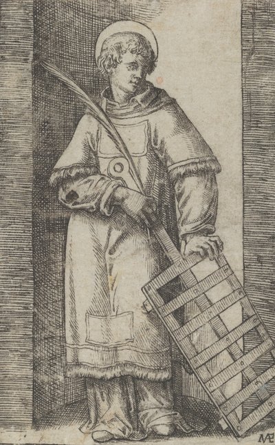 Saint Vincent, main gauche reposant sur un grill, de la série 