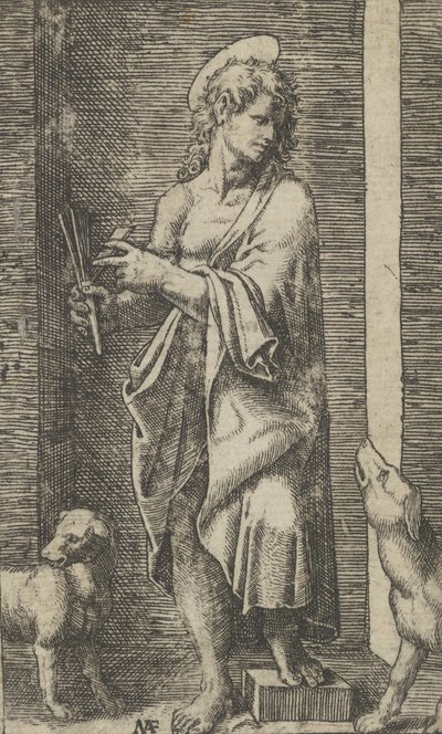 Saint Lazare flanqué de deux chiens, de la série 
