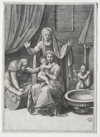 La Vierge et le Berceau avec Sainte Élisabeth et Sainte Anne - Marcantonio Raimondi