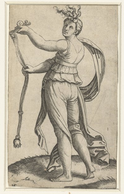 Femme avec bride de cheval comme personnification de la Tempérance - Marcantonio Raimondi