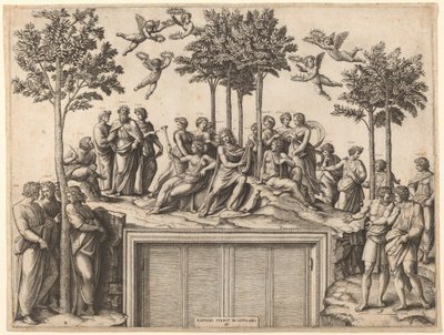 Apollon sur le Parnasse - Marcantonio Raimondi after Raphael