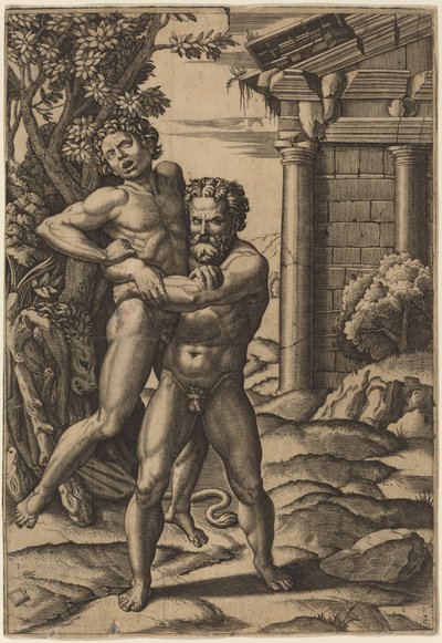 Hercule et Antée - Marcantonio Raimondi after Raphael