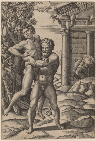 Hercule et Antée - Marcantonio Raimondi, after Raphael