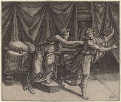 Joseph et la Femme de Potiphar - Marcantonio Raimondi after Raphael