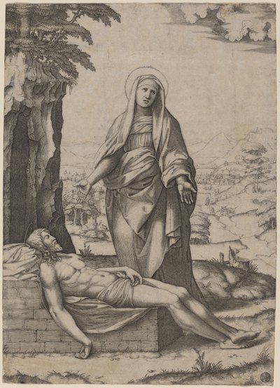 La lamentation de la Vierge - Marcantonio Raimondi after Raphael