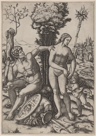 Mars, Vénus et Éros - Marcantonio Raimondi possibly after Andrea Mantegna