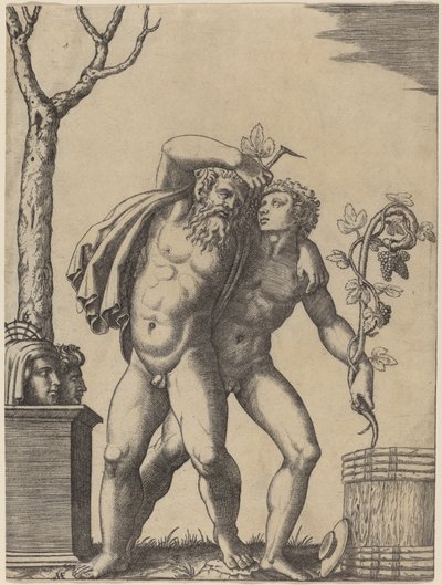 Un jeune et un vieux bacchant - Marcantonio Raimondi possibly after Raphael possibly after Giulio Romano