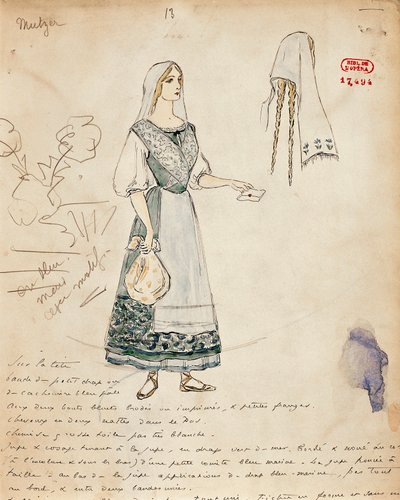 France, Paris, Esquisse de costume pour Michaela pour Carmen de Georges Bizet - Marcel Multzer