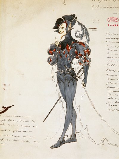 Mephistophélès, croquis de costume par Marcel Multzer (1866-1937) pour La Damnation de Faust, par Hector Berlioz (1803-1869) - Marcel Multzer