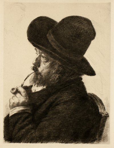 Fumer avec un grand chapeau (Autoportrait) - Marcellin Gilbert Desboutin