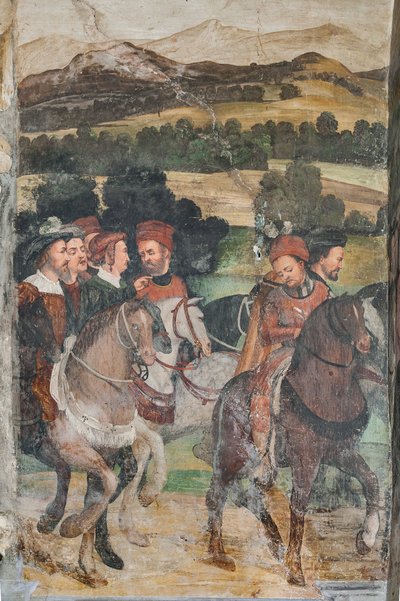 Détail de la visite de Christian Ier de Danemark à Bartolomeo Colleoni - Marcello or Romani Girolamo (Romanino) (c.1485 c.1566) (attr.to) Fogolino