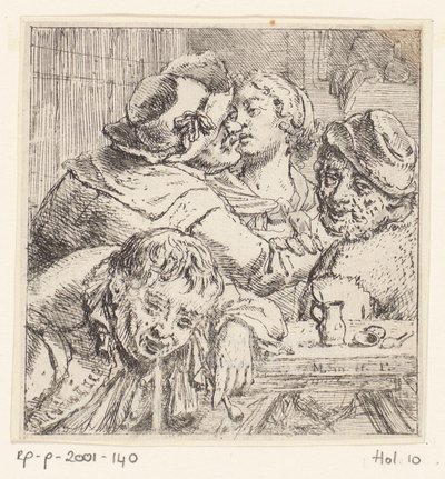 Quatre figures dans un intérieur de taverne - Marcellus Laroon
